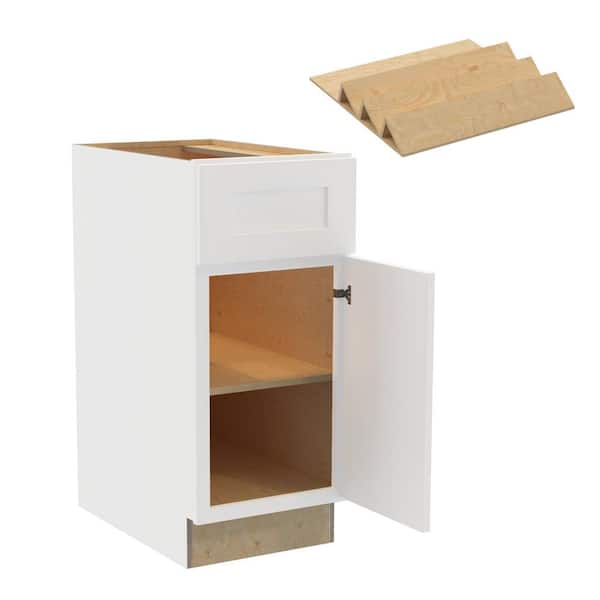 Home Decorators Collection Newport 15 in. W x 24 in. D x 34.5 in. H Assembled Plywood Base Kitchen Cabinet in Pacific White with Spice Soft Cls LH