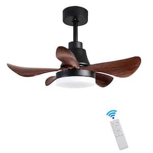 28 in. LED Indoor Matt Black Smart Smart Ceiling Fan with Remote Control and 3-Colors