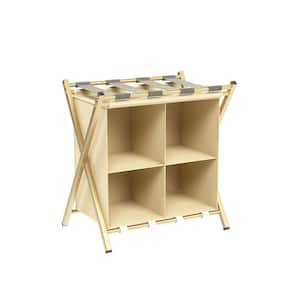 Gold Luggage Rack with Storage, Folding Suitcase Stands, Space Saving Suitcase Holders for Bedroom and Hotel