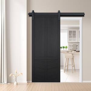 30 in. x 84 in. The Robinhood Midnight Wood Sliding Barn Door with Hardware Kit in Stainless Steel