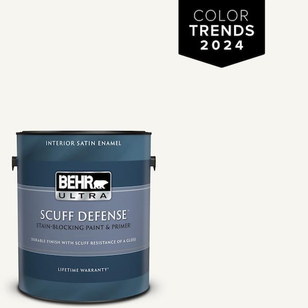 BEHR ULTRA 1 gal. Designer Collection #DC-001 Whipped Cream Extra Durable Satin Enamel Interior Paint & Primer