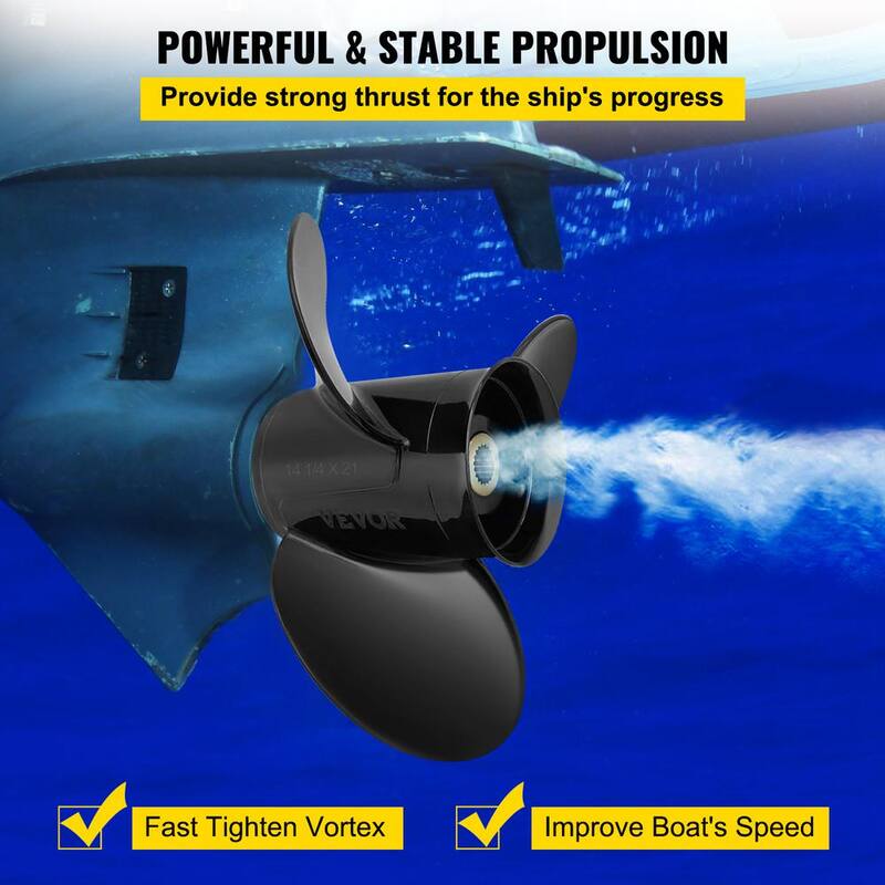 Outboard Propeller 3-Blade Aluminum Boat Propeller 14-1/4 in. x 21 in. Pitch w/19 Tooth Splines for Volvo Penta SX Drive