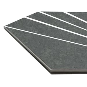 Art Deco Hexagon 6 in. x 7 in. Gray Peel and Stick Backsplash Stone Composite Wall Tile (45-Tiles, 9.9 sq. ft.)