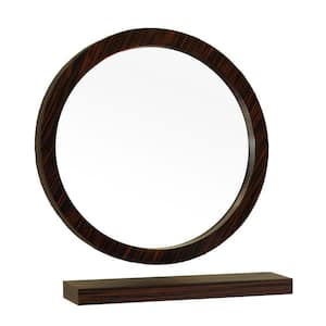 Indianola 22 in. W x 22 in. H Framed Circle Bathroom Vanity Mirror in brown