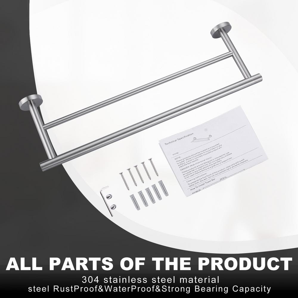20'' Brushed Nickel Double Wall Mounted Towel Bar