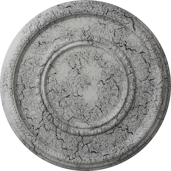 Ekena Millwork 1-1/8 in. x 17-3/8 in. x 17-3/8 in. Polyurethane Federal Roped Large Ceiling Medallion, Ultra Pure White Crackle