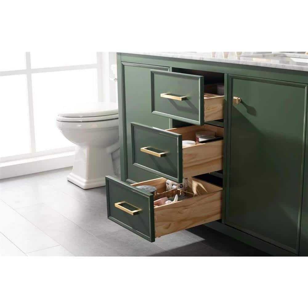Vogue Green Double Sink Vanity with Carrara White Top
