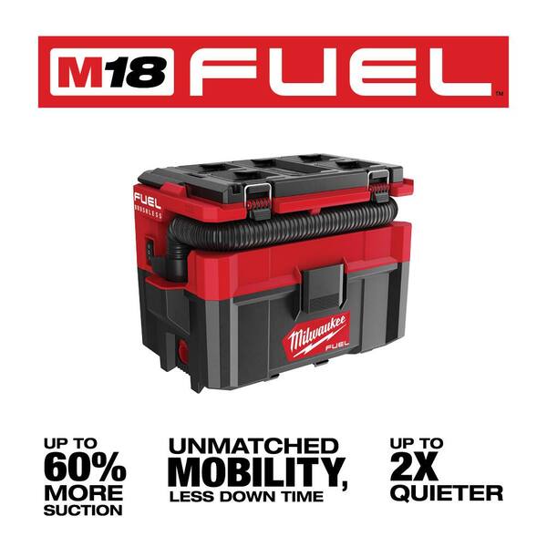 Milwaukee M18 FUEL PACKOUT 18-Volt Lithium-Ion Cordless 2.5 Gal. Wet/Dry Vacuum with M18 FUEL 4-1/2 in. Grinder