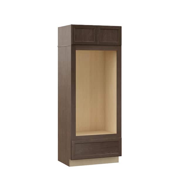 Hampton Bay Shaker 33 in. W x 24 in. D x 84 in. H Assembled Double Oven Kitchen Cabinet in Brindle