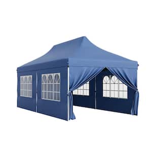 10 ft. x 20 ft. Blue Pop-Up Canopy with 6-Sidewalls and Windows and Carrying Bag for Party Wedding Picnic