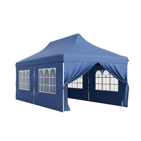10 ft. x 20 ft. Blue Pop-Up Canopy with 6-Sidewalls and Windows and Carrying Bag for Party Wedding Picnic