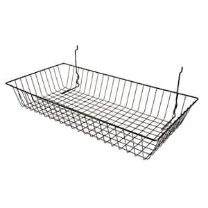 24 in. W x 12 in. D x 4 in. H Black Shallow Wire Basket (Pack of 6)