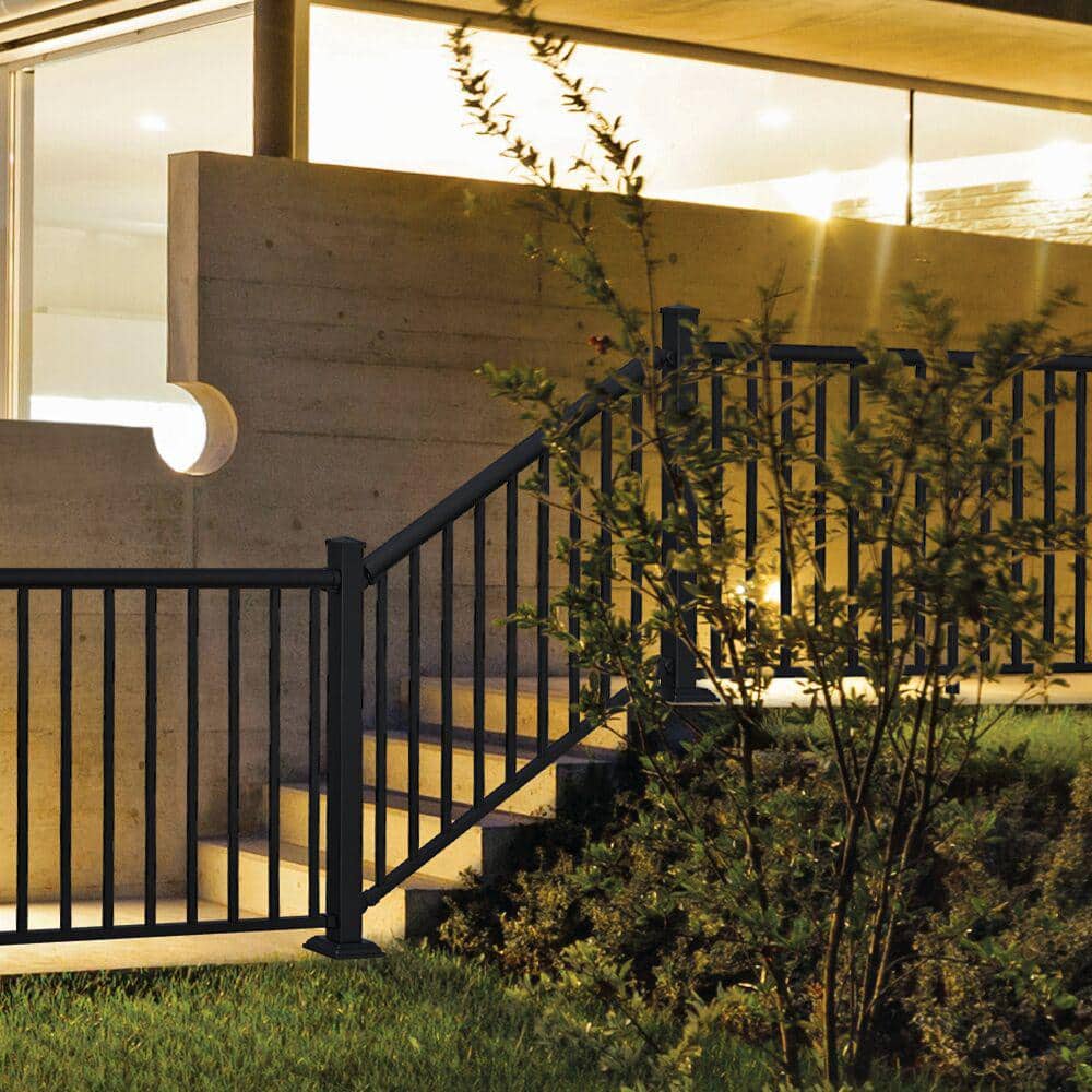 Matte Black Aluminum 4-ft Deck Post with Trim