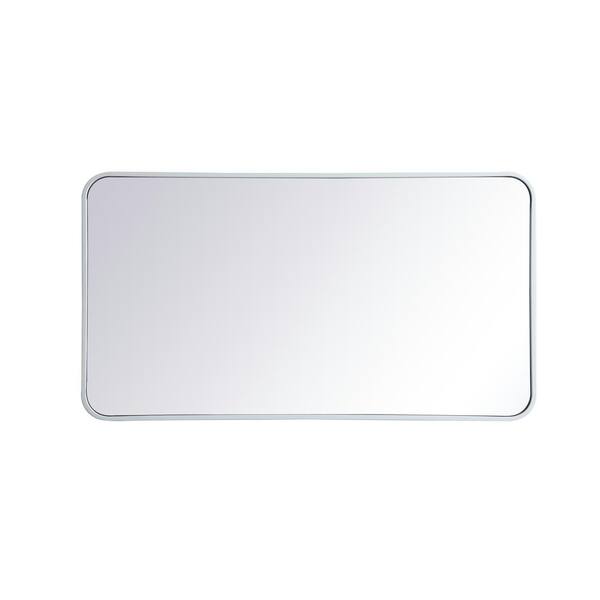 Unbranded Timeless Home 40 in. H x 22 in. W White Modern Soft Corner Rectangular Wall Mirror