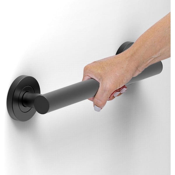 12 in. x 1.25 in. Concealed Screw Designer Grab Bar Stainless Steel Matte Black ADA Compliant 500 lbs. Capacity