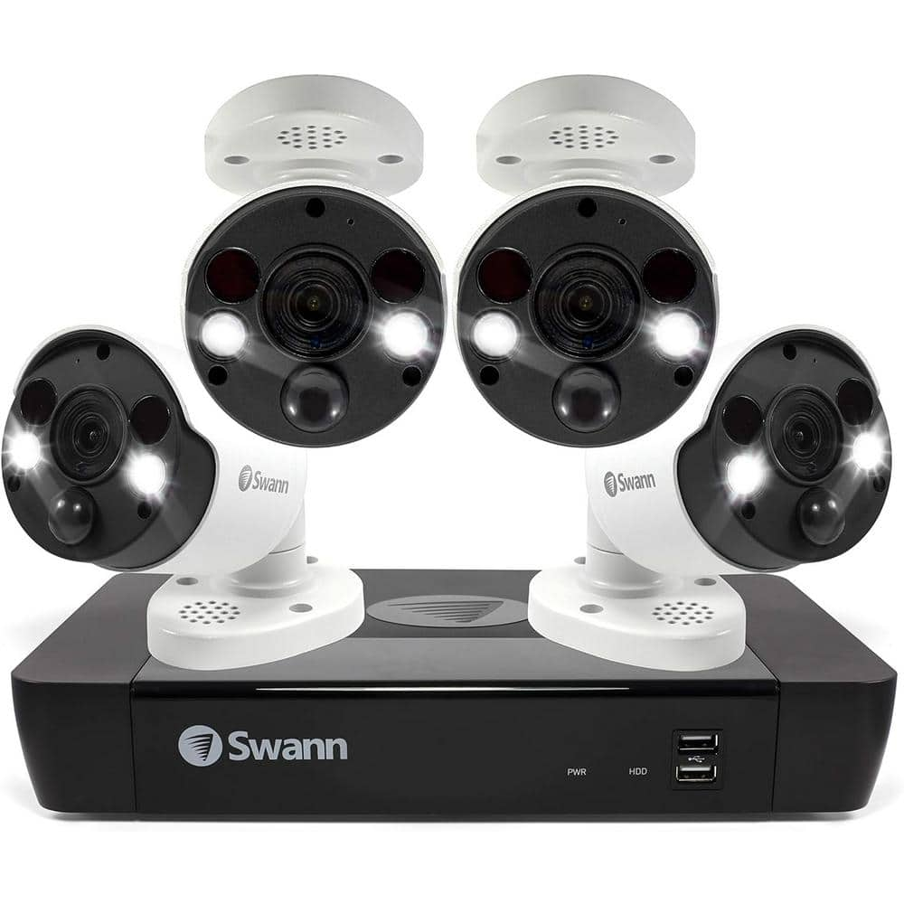 Swann 8-Channel 2TB NVR with 4 PoE Cat5 4K UHD Cameras with Free Face Detection