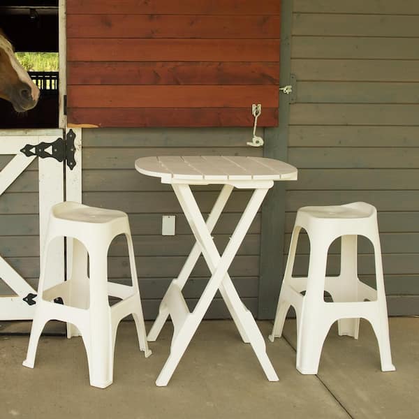 Adams Manufacturing 30 In Realcomfort, White Resin Outdoor Bar Stools