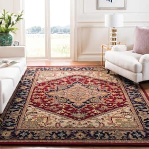 Heritage Red 8 ft. x 11 ft. Border Floral Medallion Area Rug