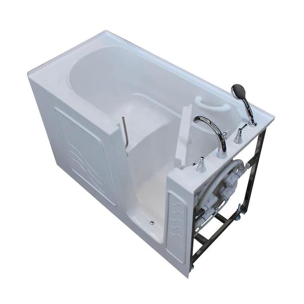 Universal Tubs Nova Heated 5 ft. Walk-In Non-Whirlpool Bathtub in White with Chrome Trim