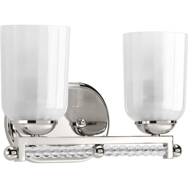 Progress Lighting Carlyn Collection 2-Light Polished Nickel Bath Light