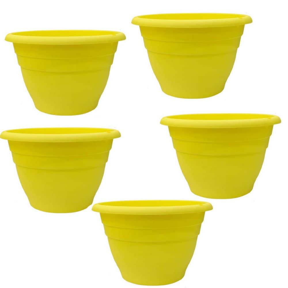 Maaa.ページ❗️イエロープランター Large Yellow Plastic Indoor/Outdoor Planter (9.8 in. W x 6.4 in. H