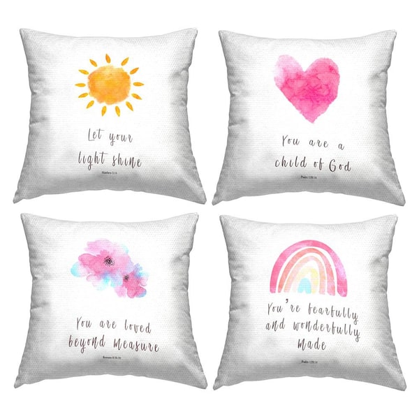 Stupell Industries Uplifting Religious Proverbs Multi-Color Square Outdoor Throw Pillow 4-Pack