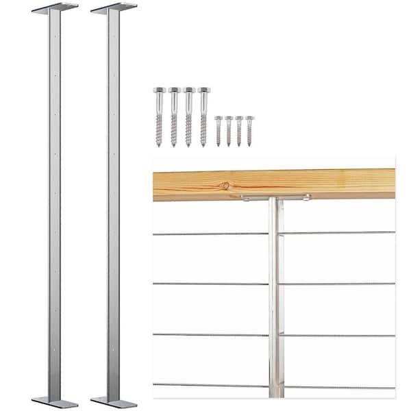Stainless Steel Pre-Drilled Post/Studdle Pickets for 1/8 in. Level Deck Cable Railing Fittings-(2-Pack)