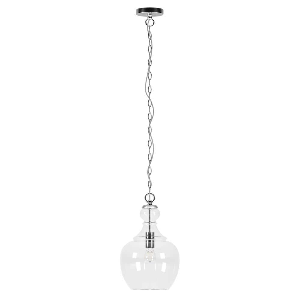Verona Brushed Nickel Clear Glass Gourd Shape Pendant Light