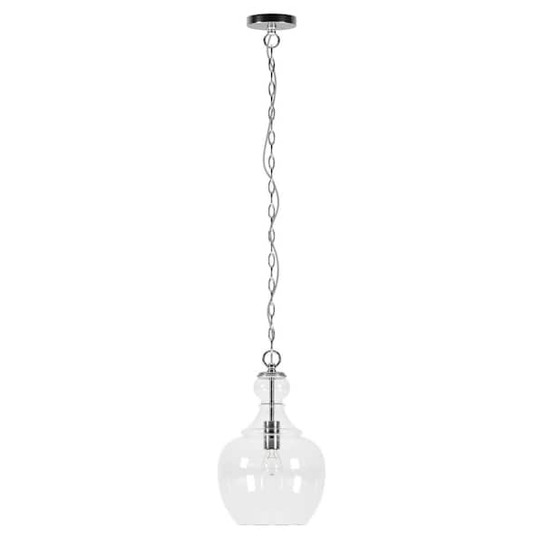 Meyer&Cross Verona 1-Light Brushed Nickel Pendant with Clear Glass Shade