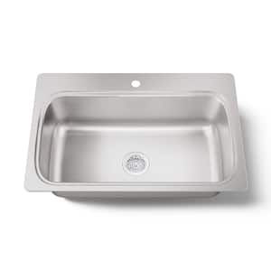 Glacier Bay 33 in. Drop-In Single Bowl 20 Gauge Stainless