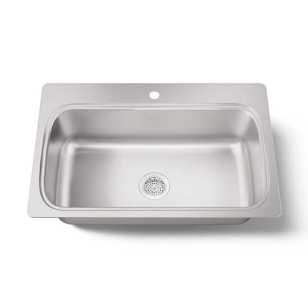 Verse Drop-in Stainless Steel 33 in. 1-Hole Single Bowl Kitchen Sink