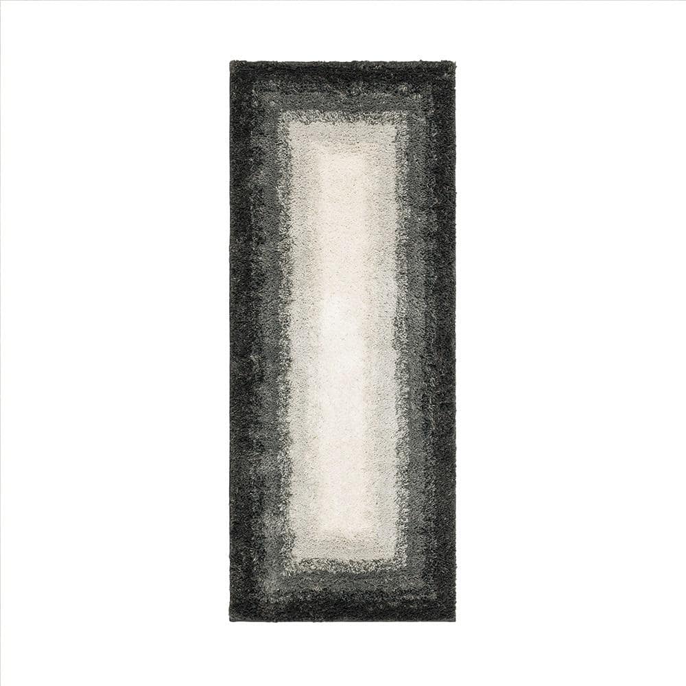 Ombre Border Pewter 24 in. x 60 in. Gray Polyester Machine Washable Bath Mat price history on PriceWatchPro