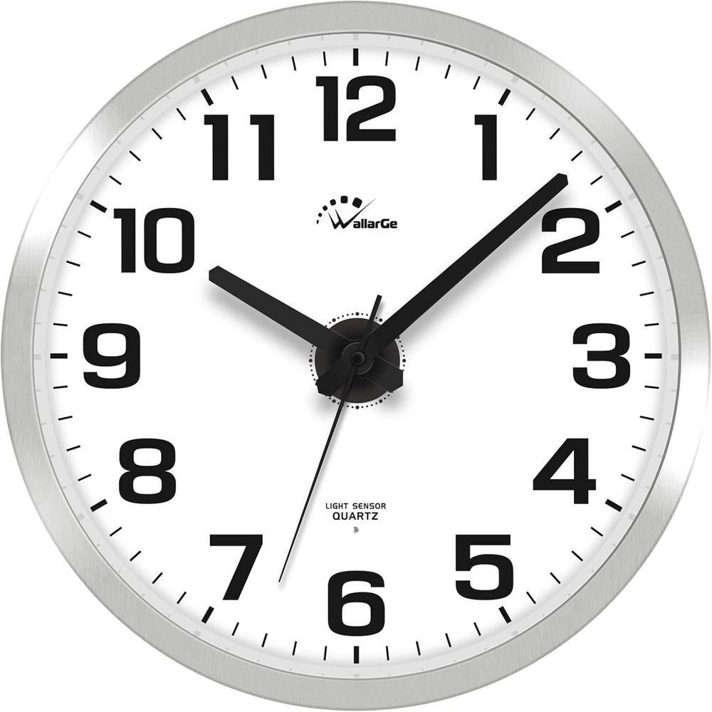 12-Inch Silver Digital Night Light Wall Clock with Glass Face