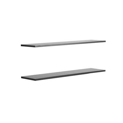 36 in. W x 0.5 in. H x 8 in. D Slim Black Decorative Floating Wall Shelves (2-Pack)