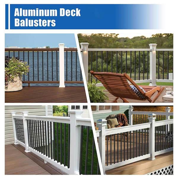 51-Pack 36 Aluminum Deck Balusters – Hollow Round 3/4 Diameter, Black Powder-Coated, Connectors 51-Pack 36 Aluminum Deck Balusters – Hollow Round 3/4 Diameter, Black Powder-Coated, Connectors