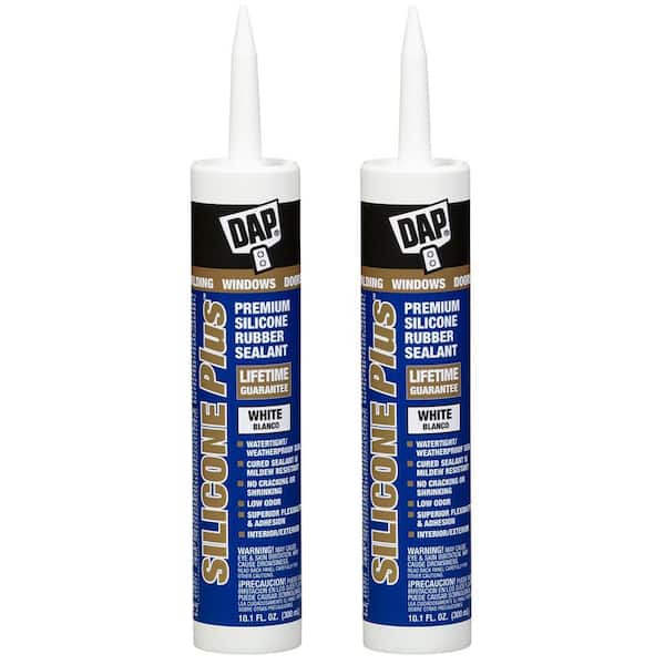 DAP 10.1 oz. White Silicone Plus Premium Rubber Window and Door Sealant (2-Pack)-DISCONTINUED