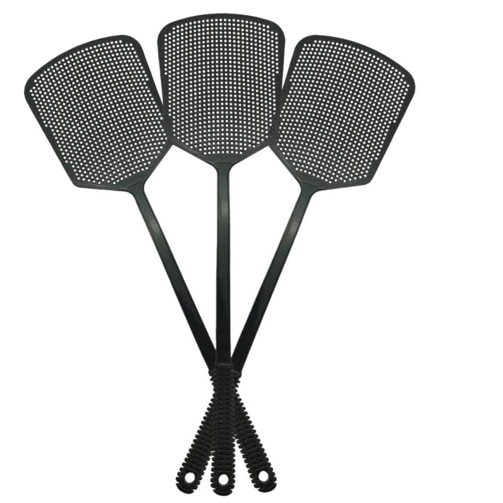 Fly Whacker Augbeer Black Manual Fly Swatters with Flexible Head Heavy Duty and ...