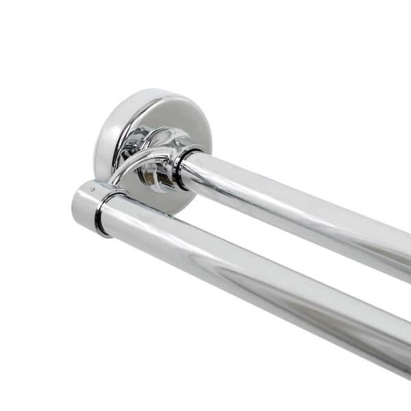 Zenna Home 44 in. - 72 in. Aluminum Adjustable Tension No-Tools Double Shower Rod in Chrome