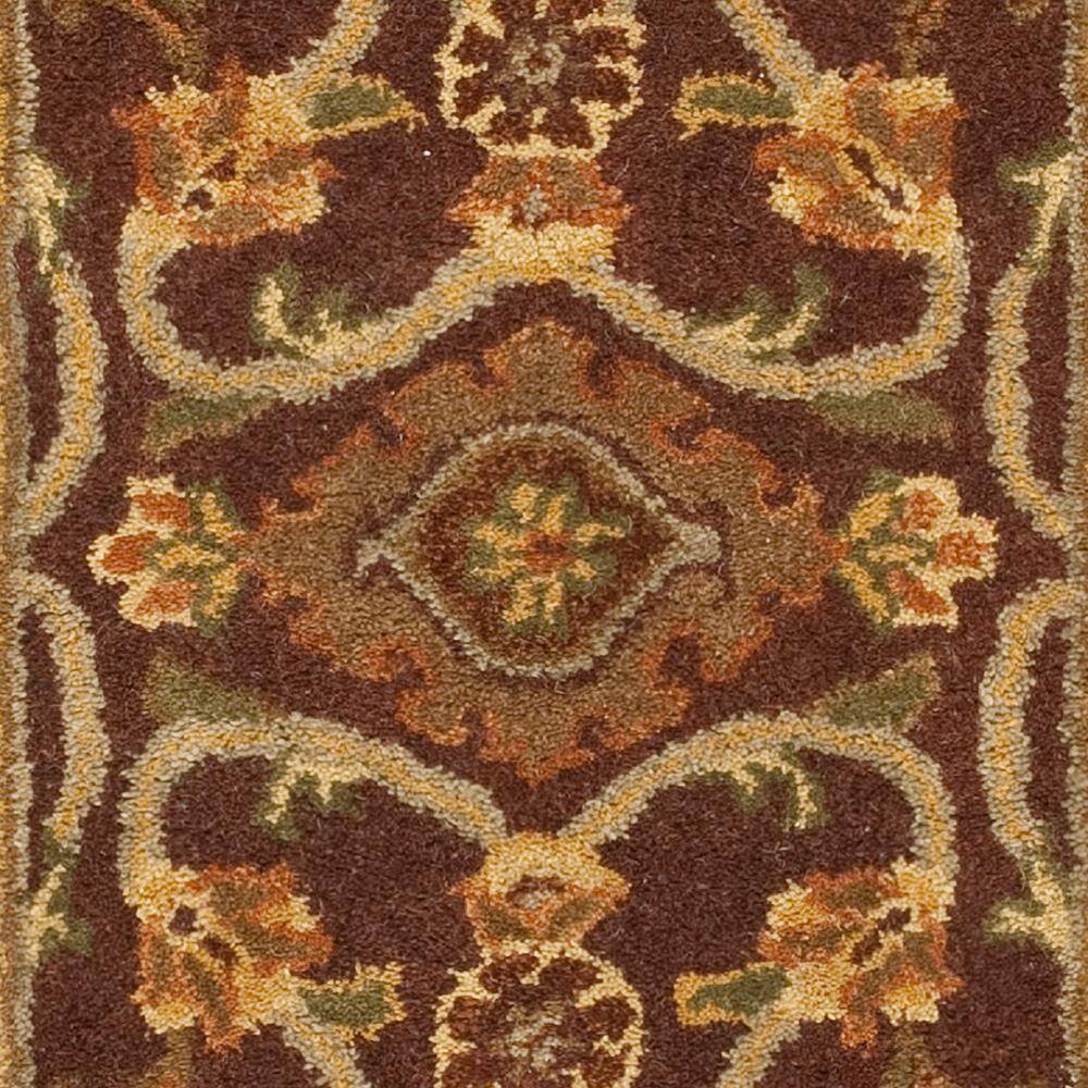 Handmade Green and Rust Wool Oriental Runner Rug