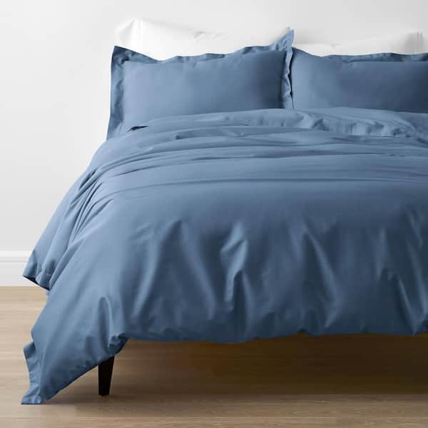 The Company Store Company Cotton Rayon Made From Bamboo Blue Horizon Twin Sateen Duvet Cover