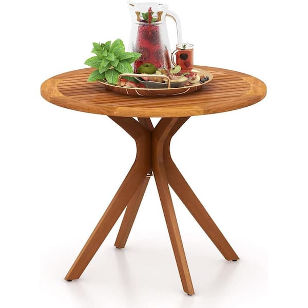 Round Solid Wood Outdoor Bistro Table WF-HW63883 - The Home