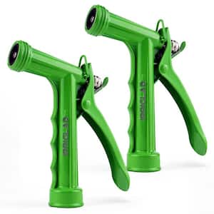 Green Full Size Adjustable Pistol Grip Water Nozzle Sprayer with Threaded for Watering Plants, Cleaning (2-Pack)
