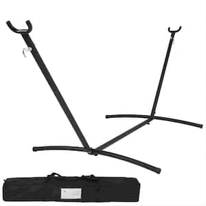 9 ft. Stainless Steel Hammock Stand in Blackwith Carrying Case, Adjustable Hooks