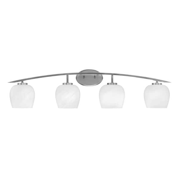 Unbranded Siena 40 in. 4-Light Graphite Vanity-Light Graphite with 6 in. White Marble Glass Shades No Bulbs Included