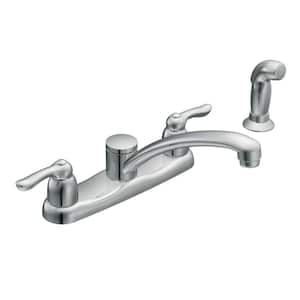 Chateau 2-Handle Standard Kitchen Faucet with Side Sprayer in Chrome