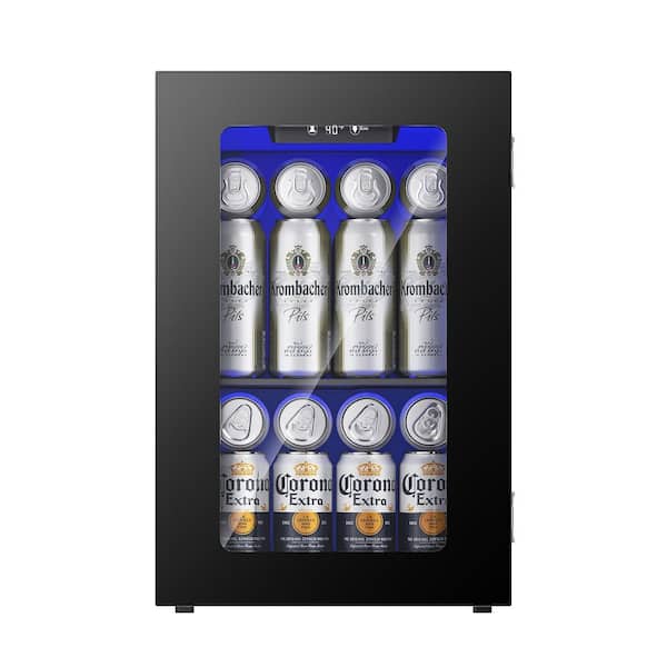 15 in. Single Zone 6-Wine Bottles and 24-Cans Beverage and Wine Cooler in Black with UV protection