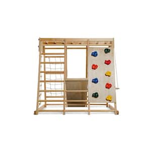 Indoor Playset Rock Climb Wall, Rope Climb Wall, Monkey Bars, Swing, for Children Ages 2-Year to 6-Years