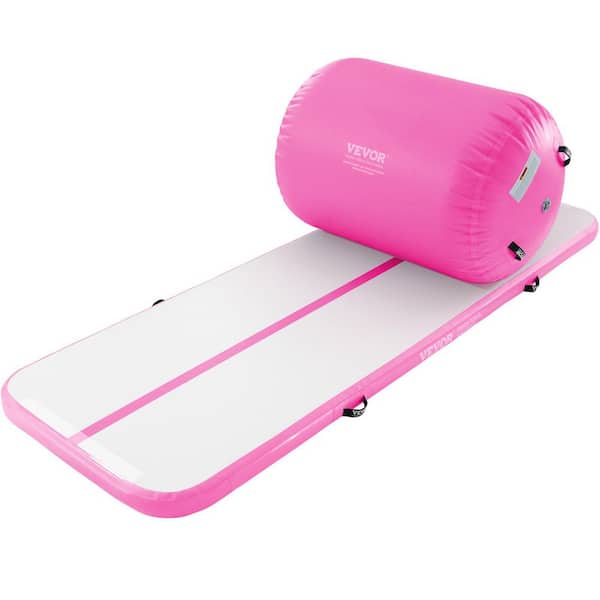 2 PCS Inflatable Gymnastics Air Mat Set 118.1 in. L x 39.8 in. W x 4 in. Thick 32.34 sq. ft. Gym Flooring Mat, Pink