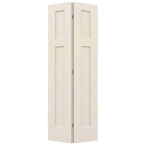 JELD-WEN 24 in. x 80 in. Smooth 3-Panel Craftsman Hollow Core Molded Interior Closet Composite Bi-Fold Door