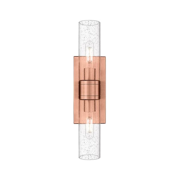 Innovations Ballston Urban 18 in. 2-Light Antique Copper Vanity Light with Glass Shade